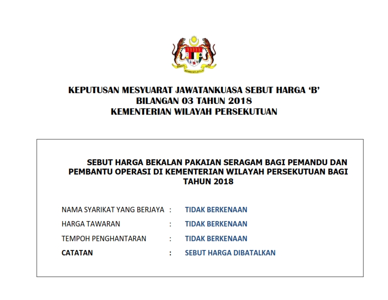 Keputusan Mesy.Sebut Harga 'B' Bil 03Tahun 2018 001